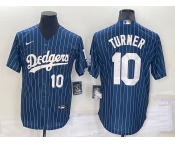 Men's Los Angeles Dodgers Blank Number Navy Blue Pinstripe Stitched MLB Cool Base Nike Jersey