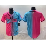 Men's Los Angeles Dodgers Blank Pink Blue Limited Stitched Baseball Jersey