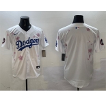 Men's Los Angeles Dodgers Blank White 2025 Tokyo Series Limited Stitched Baseball Jersey