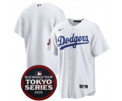 Men's Los Angeles Dodgers Blank White 2025 World Tour Tokyo Series Home Stitched Baseball Jersey