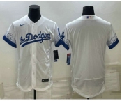 Men's Los Angeles Dodgers Blank White City Connect Flex Base Stitched Baseball Jersey
