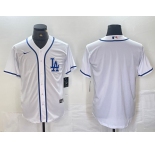 Men's Los Angeles Dodgers Blank White Cool Base Stitched Baseball Jersey