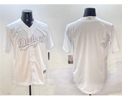 Men's Los Angeles Dodgers Blank White Cool Base Stitched Baseball Jersey
