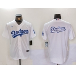 Men's Los Angeles Dodgers Blank White Cool Base Stitched Jersey1