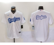 Men's Los Angeles Dodgers Blank White Cool Base Stitched Jersey1