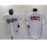 Men's Los Angeles Dodgers Blank White Cool Base Stitched Jersey
