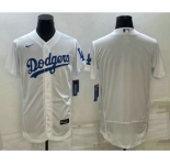 Men's Los Angeles Dodgers Blank White Flex Base Stitched Baseball Jersey