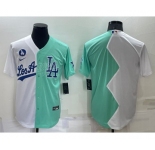 Men's Los Angeles Dodgers Blank White Green Two Tone 2022 Celebrity Softball Game Cool Base Jersey