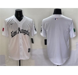 Men's Los Angeles Dodgers Blank White Mexico 2025 LA Gothic Style With Fernando Patch Vapor Premier Limited Stitched Baseball Jersey