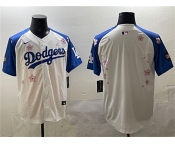 Men's Los Angeles Dodgers Blank White Royal 2025 Tokyo Series Limited Stitched Baseball Jersey