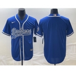 Men's Los Angeles Dodgers Blue Blank With Patch Cool Base Stitched Baseball Jersey