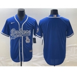 Men's Los Angeles Dodgers Blue Blank With Patch Cool Base Stitched Baseball Jerseys