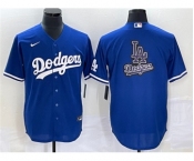 Men's Los Angeles Dodgers Blue Team Big Logo Cool Base Stitched Baseball Jersey 1