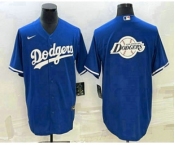 Men's Los Angeles Dodgers Blue Team Big Logo Cool Base Stitched Baseball Jersey1