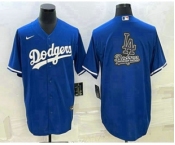 Men's Los Angeles Dodgers Blue Team Big Logo Cool Base Stitched Baseball Jersey