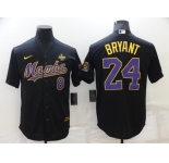 Men's Los Angeles Dodgers Front #8 Back #24 Kobe Bryant Black 'Mamba' Throwback With KB Patch Cool Base Stitched Jersey