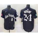Men's Los Angeles Dodgers Front #8 Back #24 Kobe Bryant Black Mexico 2025 LA Gothic Style With Fernando Patch Vapor Premier Limited Stitched Baseball Jerse