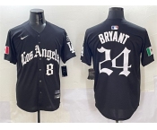 Men's Los Angeles Dodgers Front #8 Back #24 Kobe Bryant Black Mexico 2025 LA Gothic Style With Fernando Patch Vapor Premier Limited Stitched Baseball Jerse