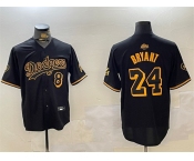 Men's Los Angeles Dodgers Front #8 Back #24 Kobe Bryant Black Stitched Jersey