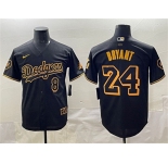 Men's Los Angeles Dodgers Front #8 Back #24 Kobe Bryant Black With KB Patch Stitched Jersey