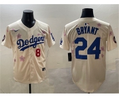 Men's Los Angeles Dodgers Front #8 Back #24 Kobe Bryant Cream 2025 Tokyo Series Limited Stitched Baseball Jersey