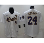 Men's Los Angeles Dodgers Front #8 Back #24 Kobe Bryant 'Mamba' White Cool Base Stitched Jersey