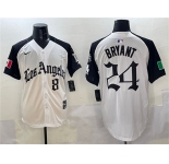 Men's Los Angeles Dodgers Front #8 Back #24 Kobe Bryant White Black Mexico 2025 LA Gothic Style With Fernando Patch Vapor Premier Limited Stitched Baseball