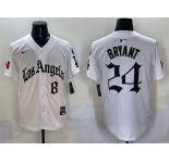 Men's Los Angeles Dodgers Front #8 Back #24 Kobe Bryant White Mexico 2025 LA Gothic Style With Fernando Patch Vapor Premier Limited Stitched Baseball Jerse