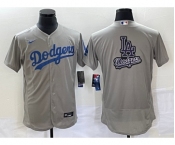 Men's Los Angeles Dodgers Gray Team Big Logo Flex Base Stitched Baseball Jersey 1