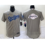 Men's Los Angeles Dodgers Gray Team Big Logo Flex Base Stitched Baseball Jersey