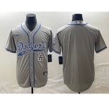 Men's Los Angeles Dodgers Grey Blank With Patch Cool Base Stitched Baseball Jersey