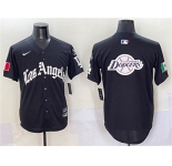 Men's Los Angeles Dodgers Team Big Logo Black Mexico 2025 LA Gothic Style With Fernando Patch Vapor Premier Limited Stitched Baseball Jersey