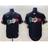 Men's Los Angeles Dodgers Team Big Logo Black Mexico Flag Limited Stitched Baseball Jersey