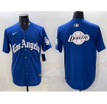 Men's Los Angeles Dodgers Team Big Logo Blue 2025 LA Gothic Style With Fernando Patch Vapor Premier Limited Stitched Baseball Jersey