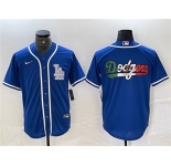 Men's Los Angeles Dodgers Team Big Logo Blue Cool Base Stitched Baseball Jerseys