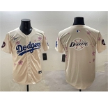Men's Los Angeles Dodgers Team Big Logo Cream 2025 Tokyo Series Limited Stitched Baseball Jersey