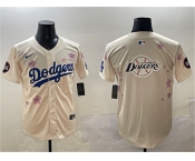 Men's Los Angeles Dodgers Team Big Logo Cream 2025 Tokyo Series Limited Stitched Baseball Jersey