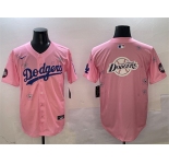 Men's Los Angeles Dodgers Team Big Logo Pink 2025 Tokyo Series Limited Stitched Baseball Jersey