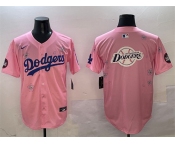 Men's Los Angeles Dodgers Team Big Logo Pink 2025 Tokyo Series Limited Stitched Baseball Jersey
