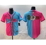 Men's Los Angeles Dodgers Team Big Logo Pink Blue Limited Stitched Baseball Jersey