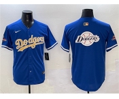 Men's Los Angeles Dodgers Team Big Logo Royal 2025 Gold Collection Limited Stitched Baseball Jersey
