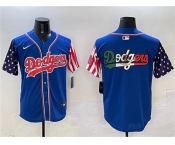 Men's Los Angeles Dodgers Team Big Logo Royal Limited Stitched Baseball Jersey