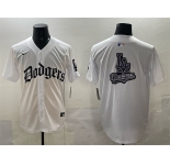 Men's Los Angeles Dodgers Team Big Logo White 2025 LA Gothic Style Vapor Premier Limited Stitched Baseball Jersey