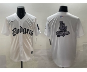 Men's Los Angeles Dodgers Team Big Logo White 2025 LA Gothic Style Vapor Premier Limited Stitched Baseball Jersey
