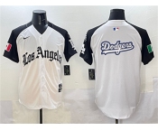 Men's Los Angeles Dodgers Team Big Logo White Black Mexico 2025 LA Gothic Style With Fernando Patch Vapor Premier Limited Stitched Baseball Jersey