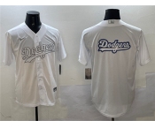 Men's Los Angeles Dodgers Team Big Logo White Cool Base Stitched Baseball Jersey