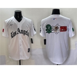 Men's Los Angeles Dodgers Team Big Logo White Mexico 2025 LA Gothic Style With Fernando Patch Vapor Premier Limited Stitched Baseball Jersey