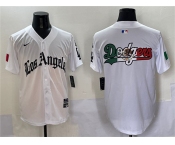 Men's Los Angeles Dodgers Team Big Logo White Mexico 2025 LA Gothic Style With Fernando Patch Vapor Premier Limited Stitched Baseball Jersey
