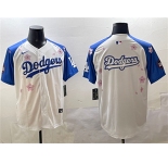 Men's Los Angeles Dodgers Team Big Logo White Royal 2025 Tokyo Series Limited Stitched Baseball Jersey