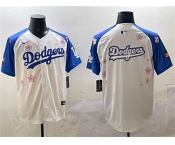 Men's Los Angeles Dodgers Team Big Logo White Royal 2025 Tokyo Series Limited Stitched Baseball Jersey